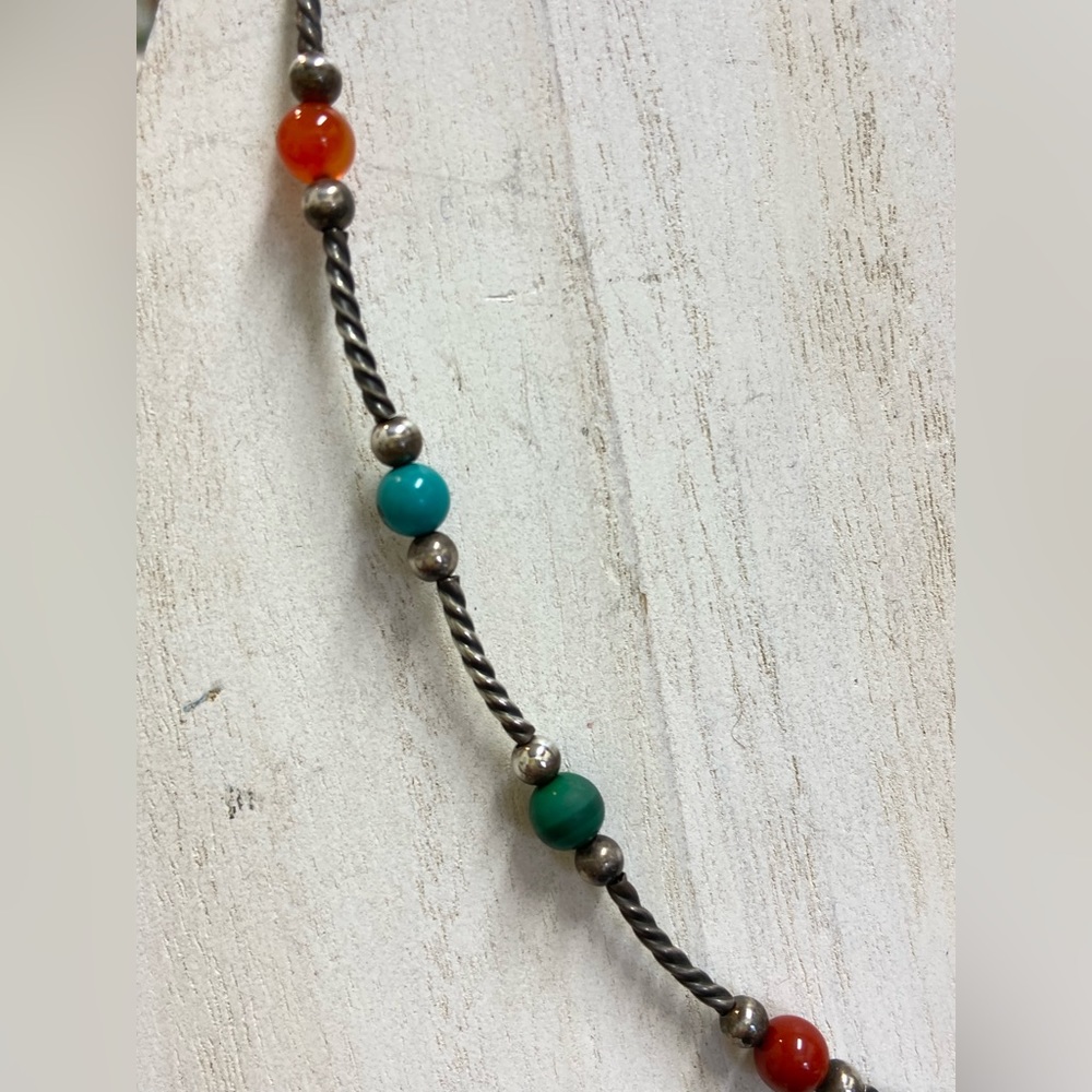 Carolyn Pollack Relios Sterling 16โ Necklace Malachite Turquoise Lapis Amber - Picture 11 of 11